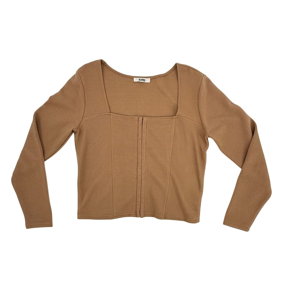 BB Dakota Steve Madden Ribbed Hook Front Top XL Brown Excellent Square Neck
